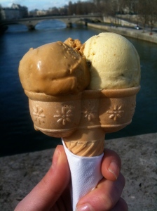 caramel and pistacchio ice cream from Berthillon